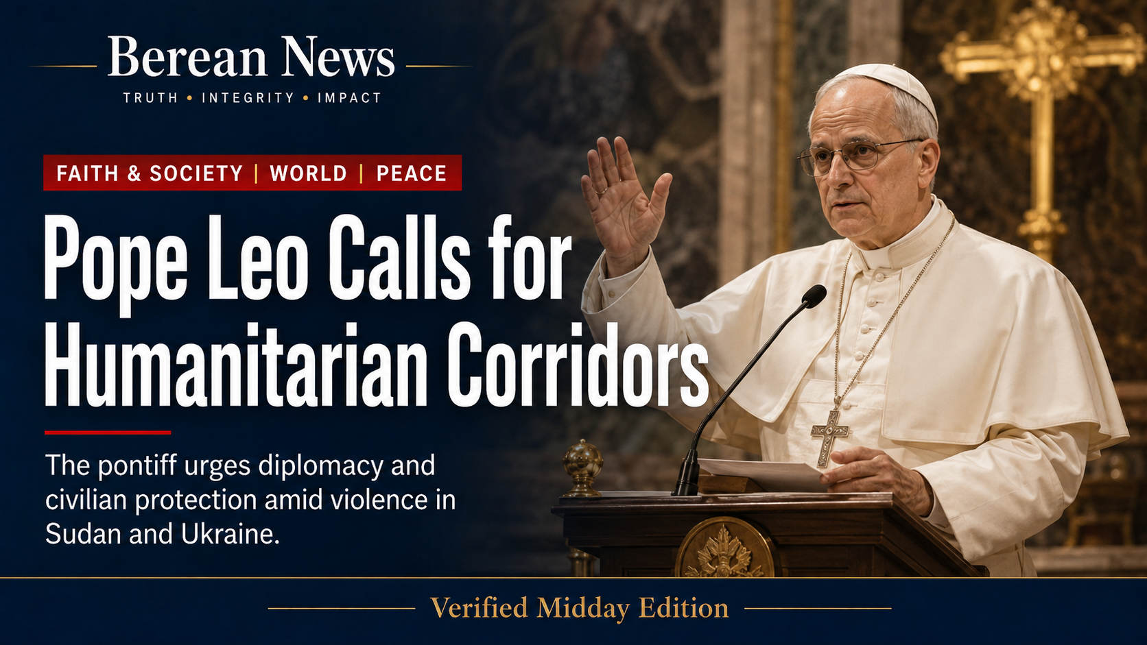 Pope Leo Calls for Humanitarian Corridors in Sudan and Diplomacy Over Ukraine — Vatican City · faith-society